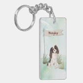 名前をカスタムするトリカラーキングチャールズスパニエル犬 キーホルダー (正面左)