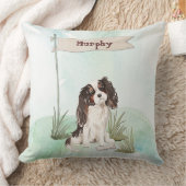 名前をカスタムするトリカラーキングチャールズスパニエル犬 クッション (ブランケット)