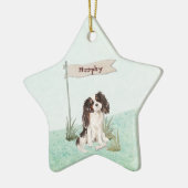 名前をカスタムするトリカラーキングチャールズスパニエル犬 セラミックオーナメント (左)