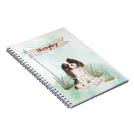 名前をカスタムするトリカラーキングチャールズスパニエル犬 ノートブック