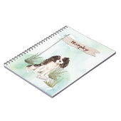 名前をカスタムするトリカラーキングチャールズスパニエル犬 ノートブック (左側)