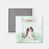 名前をカスタムするトリカラーキングチャールズスパニエル犬 マグネット (正面/裏面)