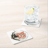 名前をカスタムするトリックまたはトリートヴィンテージウィッチハロウィーン スクエアペーパーコースター (インサイチュ)