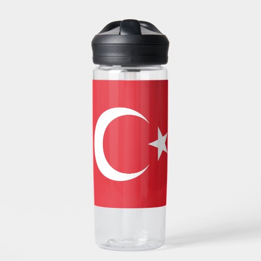 名前をカスタムするトルコ国旗 ウォーターボトル (正面)