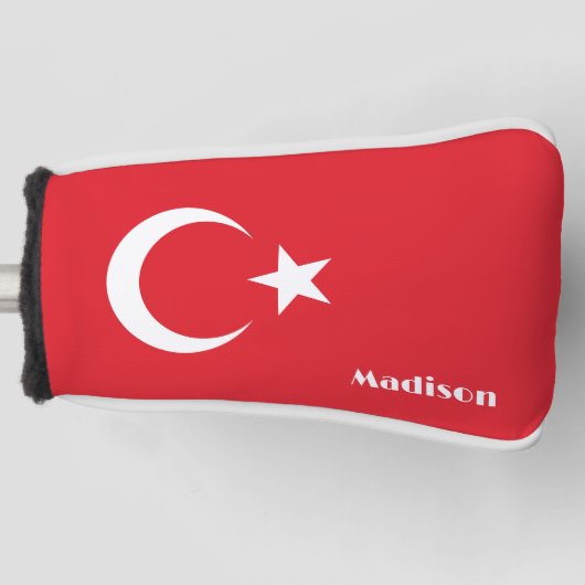 名前をカスタムするトルコ国旗 ゴルフヘッドカバー (正面)