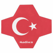 名前をカスタムするトルコ国旗 サッカーボール (フラット)