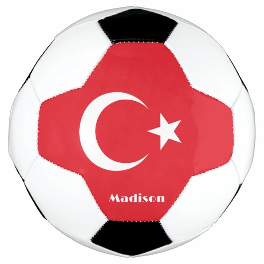 名前をカスタムするトルコ国旗 サッカーボール (正面)