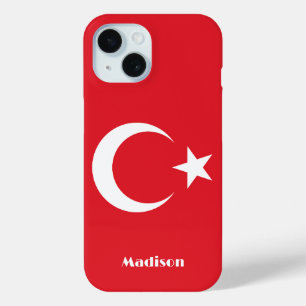 名前をカスタムするトルコ国旗 iPhone 15ケース
