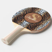 名前をカスタムするトレンディーブラウン白黒ヒョウ 卓球ラケット (正面アングル)