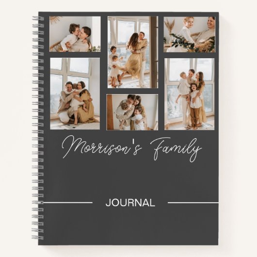 名前をカスタムするトレンディーモダンスクリプトとフォトコラージュ ノートブック (正面)