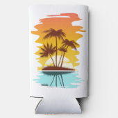 名前をカスタムするトロピカルアイランドサンセット スリム缶クーラー (裏面)