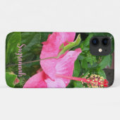 名前をカスタムするトロピカルピンクハイビスカスアノールリザード Case-Mate iPhoneケース (裏面(横))