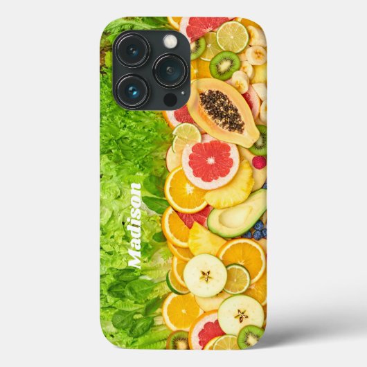 名前をカスタムするトロピカルフルーツの電話ケース Case-Mate iPhoneケース (裏面)