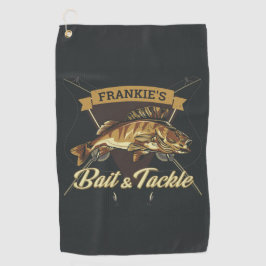 名前をカスタムするトロフィー魚釣りアングラーベイトタックルショップ ゴルフタオル