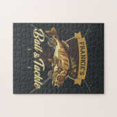 名前をカスタムするトロフィー魚釣りアングラーベイトタックルショップ ジグソーパズル (横)