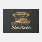 名前をカスタムするトロフィー魚釣りアングラーベイトタックルショップ ドアマット (正面)