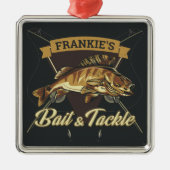 名前をカスタムするトロフィー魚釣りアングラーベイトタックルショップ メタルオーナメント (正面)