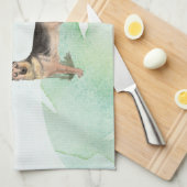 名前をカスタムするドイツシェパードペットドッグ キッチンタオル (四つ折り)