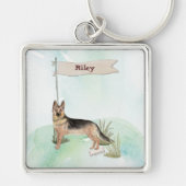 名前をカスタムするドイツシェパードペットドッグ キーホルダー (正面)