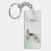 名前をカスタムするドイツシェパードペットドッグ キーホルダー (正面左)