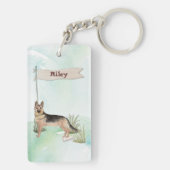 名前をカスタムするドイツシェパードペットドッグ キーホルダー (裏面)