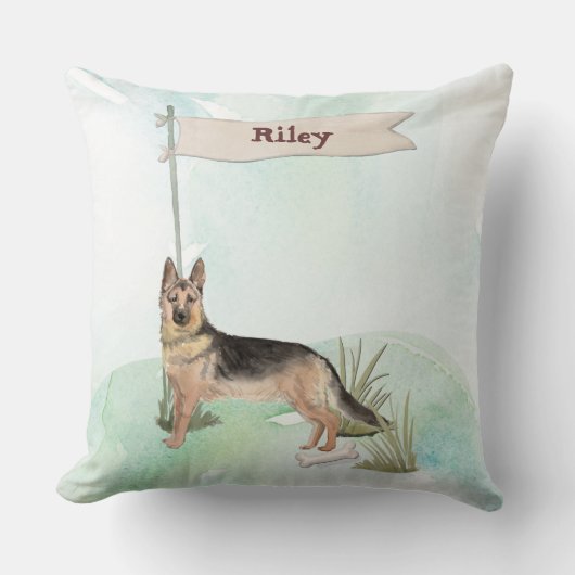 名前をカスタムするドイツシェパードペットドッグ クッション (正面)