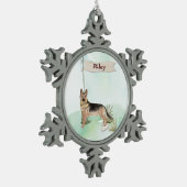 名前をカスタムするドイツシェパードペットドッグ スノーフレークピューターオーナメント (左)