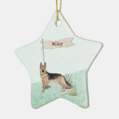 名前をカスタムするドイツシェパードペットドッグ セラミックオーナメント (左)