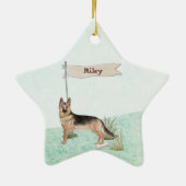 名前をカスタムするドイツシェパードペットドッグ セラミックオーナメント (裏面)