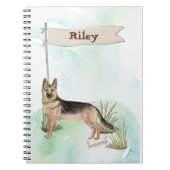 名前をカスタムするドイツシェパードペットドッグ ノートブック (正面)