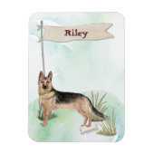 名前をカスタムするドイツシェパードペットドッグ マグネット (縦)