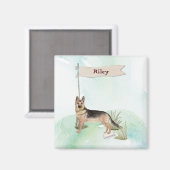 名前をカスタムするドイツシェパードペットドッグ マグネット (正面/裏面)