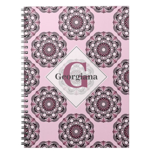 名前をカスタムするドゥスキーバラさくらんぼブロッサムドットマンダラ ノートブック (正面)