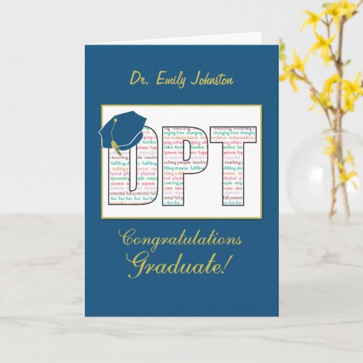 名前をカスタムするドクターフィジカルセラピー卒業 カード (黄色い花)