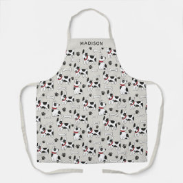 名前をカスタムするドッグパタンエプロン エプロン