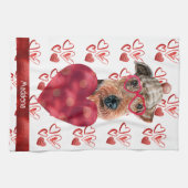 名前をカスタムするドッグ愛人バレンタインギフトAiredale キッチンタオル (横)