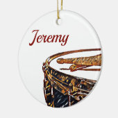 名前をカスタムするドラマーのクリスマススナレドラムスティック セラミックオーナメント (左)
