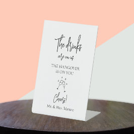 名前をカスタムするドリンクは私たち結婚の開いたバーの看板 台座サイン