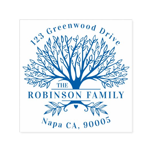 名前をカスタムするナチュラルファミリーツリー差出人住所 セルフインキングスタンプ (デザイン)