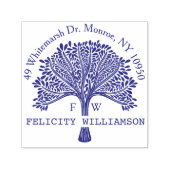 名前をカスタムするナチュラルファミリーツリー差出人住所 セルフインキングスタンプ (デザイン)