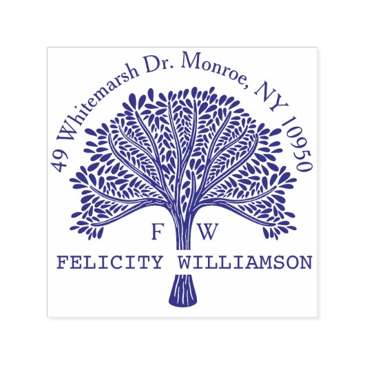 名前をカスタムするナチュラルファミリーツリー差出人住所 セルフインキングスタンプ (デザイン)