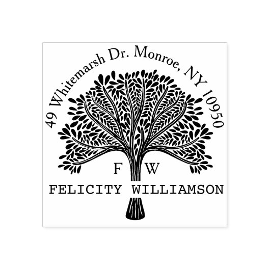 名前をカスタムするナチュラルファミリーツリー差出人住所 ラバースタンプ (インプリント)