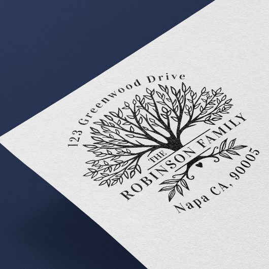 名前をカスタムするナチュラルファミリーツリー差出人住所 ラバースタンプ