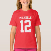 名前をカスタムするナンバーガールズスポーツジャージーTシャツ Tシャツ (正面)