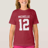 名前をカスタムするナンバーガールズスポーツジャージーTシャツ Tシャツ (正面)