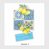 名前をカスタムするナンバーシチリアタイルレモンラベル シール (シート)