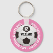 名前をカスタムするナンバーチーム名サッカーボールピンク キーホルダー (裏面)