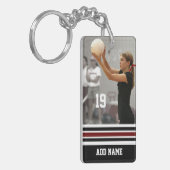 名前をカスタムするナンバーフォトバレーボールジャージーブラック キーホルダー (正面左)