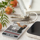 名前をカスタムするナンバーフォトバレーボールジャージーブラック キーホルダー (正面右)
