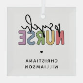 名前をカスタムするナース |精神医学ナース ガラスオーナメント (裏面)